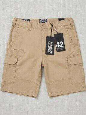 NWT Jordan Craig OG Xavier Cargo Shorts - Men's Size 42 - Khaki Cotton Utility"